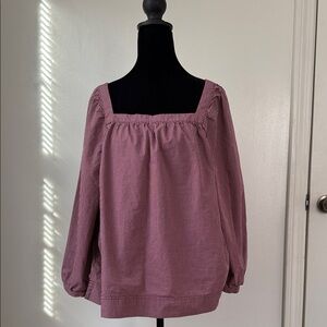 J.Crew Pink Gingham Square Neck Peasant Blouse Cottagecore Cotton XL